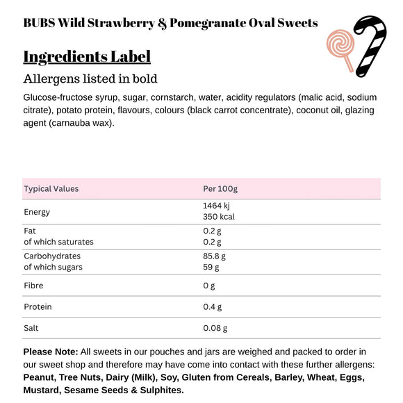 BUBS Wild Strawberry & Pomegranate Oval Sweets