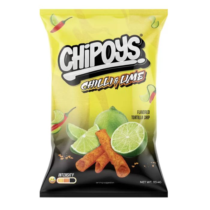 Chipoys Chilli And Lime Bag Tortilla Chips 113.4g Bags