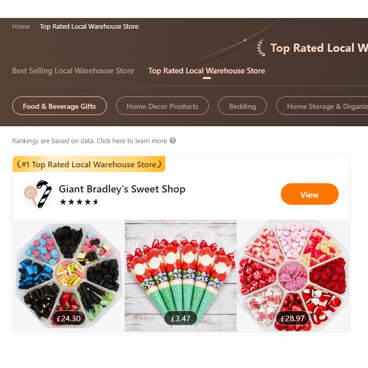 Named Top Rated Food & Beverage Gift Store on Temu - Giant Bradley's Sweet Shop