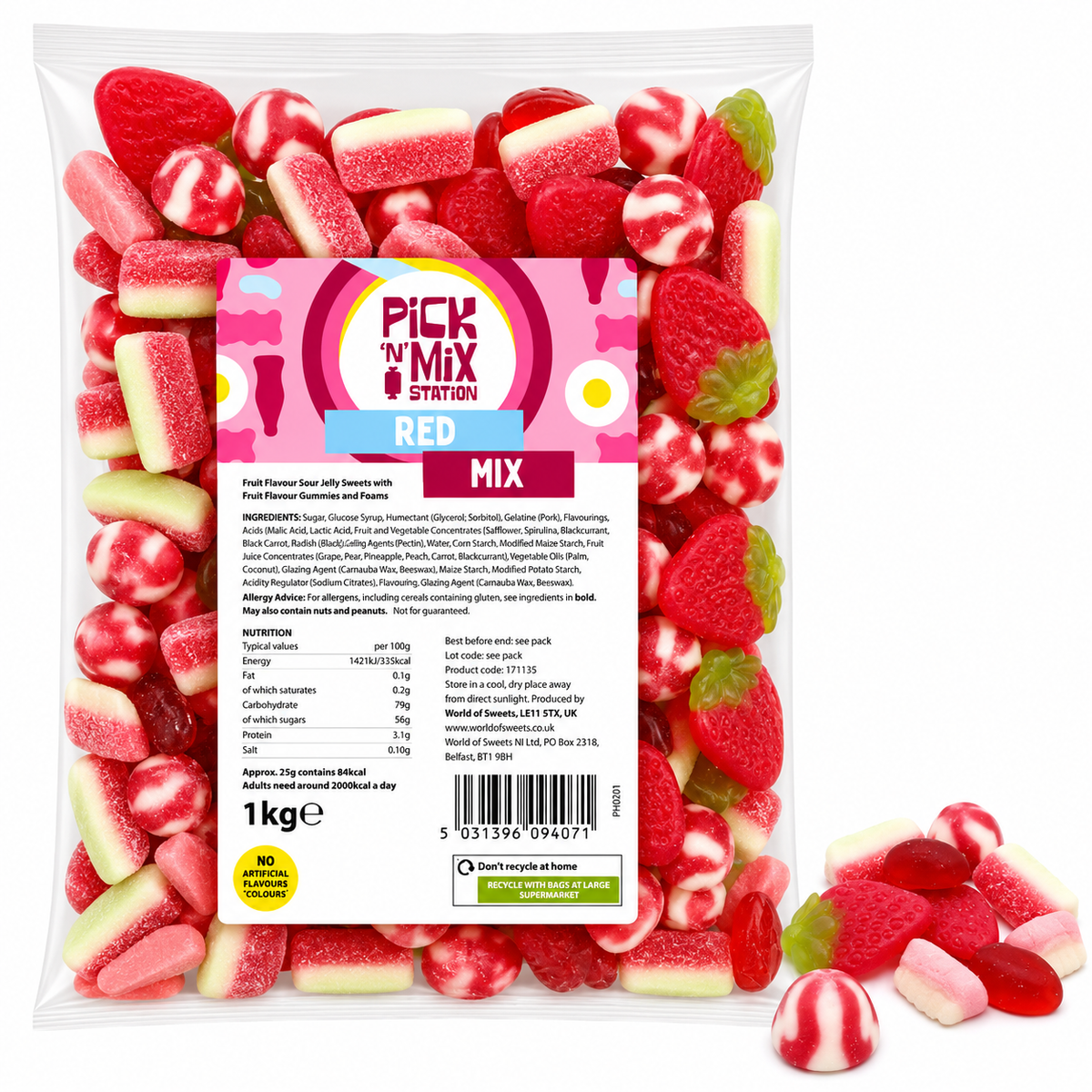 1kg Red Sweets Mix Bag – Giant Bradley's Online Sweet Shop