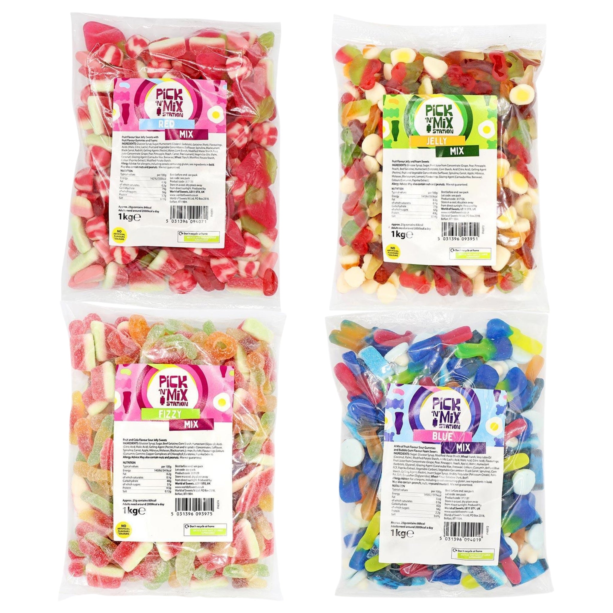 4kg For £30.00 1kg Pick N Mix Sweets Jelly, Fizzy, Red & Blue