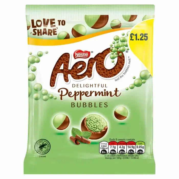 Aero Bubbles Peppermint Mint Chocolate Bag 80g