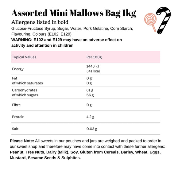 Assorted Mini Mallows Bag 1kg