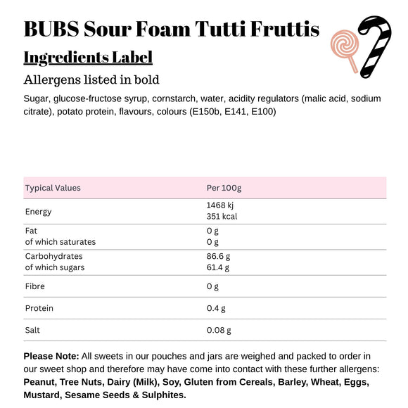 BUBS Sour Foam Romb Tutti Fruttis