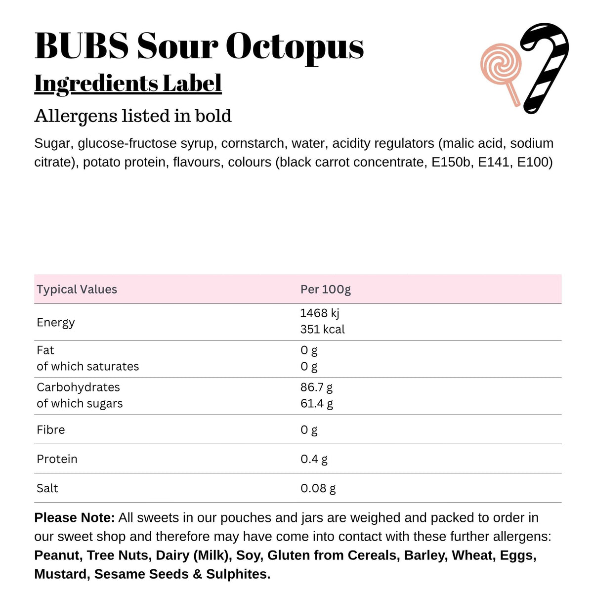 BUBS Sour Octopus - Sweets – Giant Bradley's Online Sweet Shop