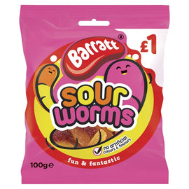 Barratt Fun & Fantastic Sour Worms 100g PMP