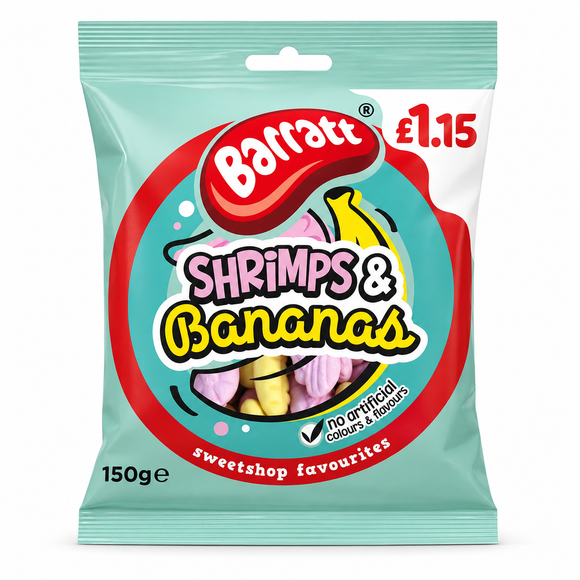 Barratt Shrimps & Bananas Bag 150g PMP