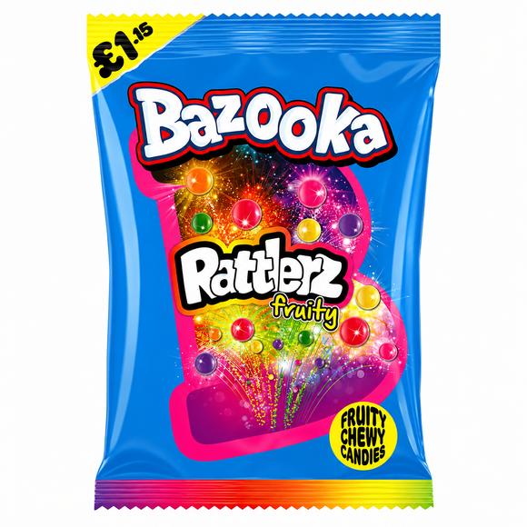 Bazooka Rattlerz Fruity Chewy Candies Share Bag 100g PMP