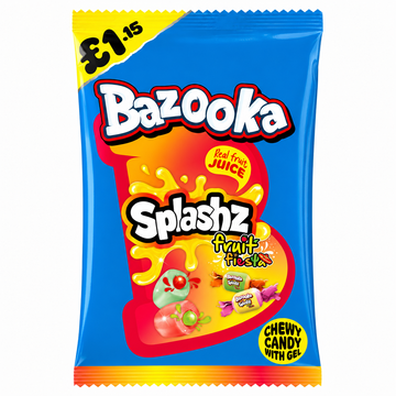 Bazooka Splashz Fruit Fiesta Bag 120g PMP