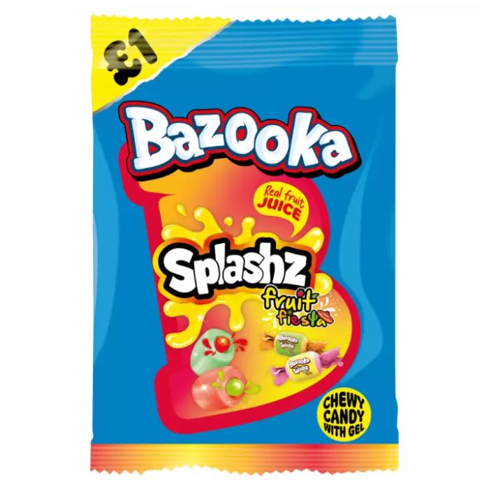 Bazooka Splashz Fruit Fiesta Bag 120g