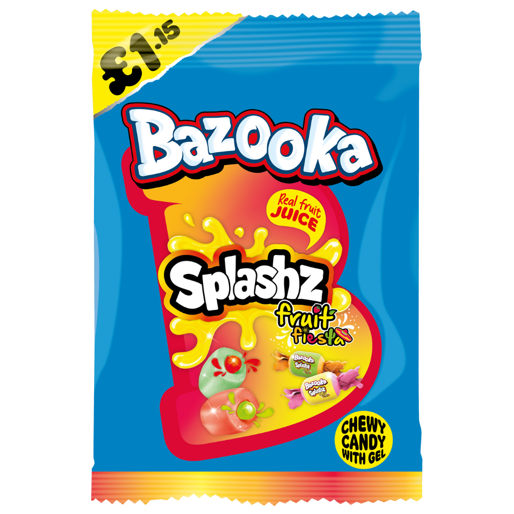 Bazooka Splashz Fruit Fiesta Bag 120g