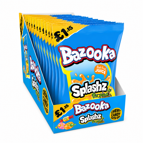 Bazooka Splashz Tropical Fruit Bag 120g PMP