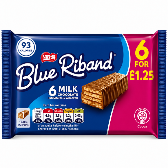 Blue Riband Milk Chocolate Wafer Biscuits 6 Pack