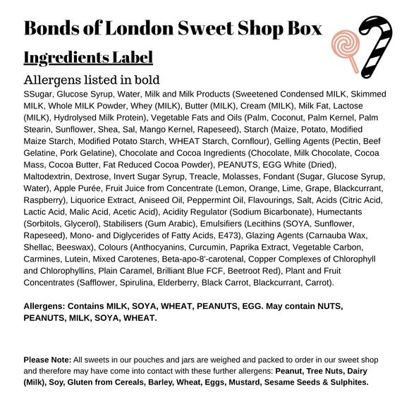 Bonds of London Sweet Shop Box (15 Bags)