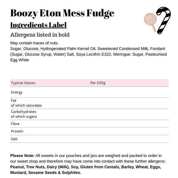 Boozy Eton Mess Fudge