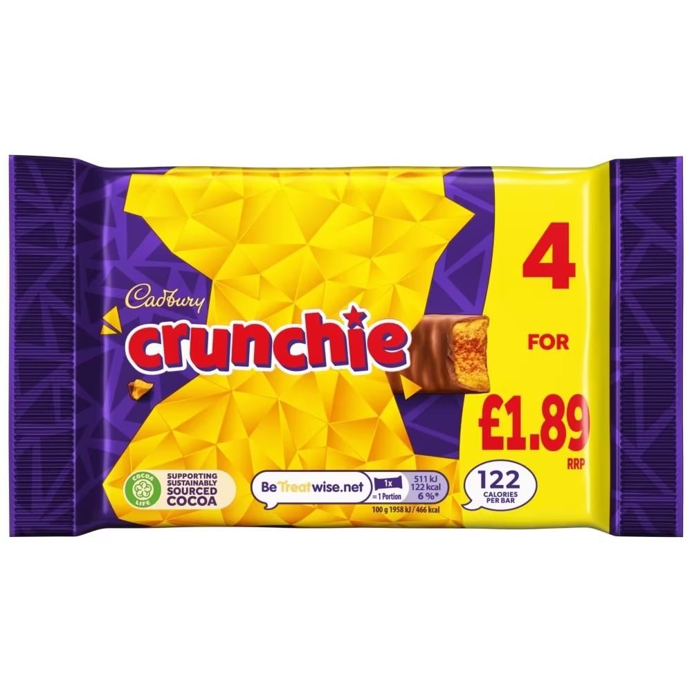 Cadbury Crunchie Chocolate Bars 4 Pack 104.4g