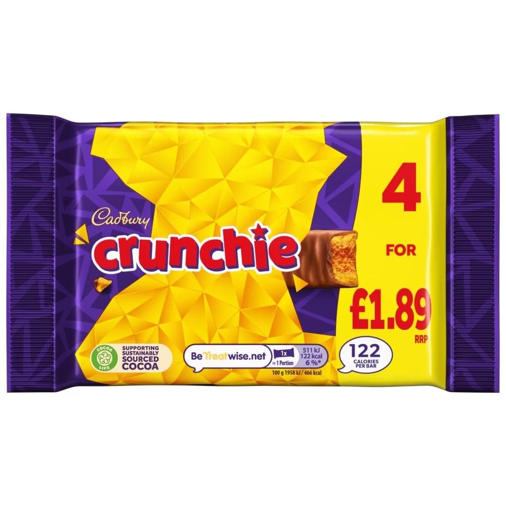 Cadbury Crunchie Chocolate Bars 4 Pack 104.4g