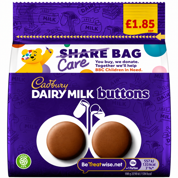 Cadbury Dairy Milk Buttons Chocolate Bag 85g PMP
