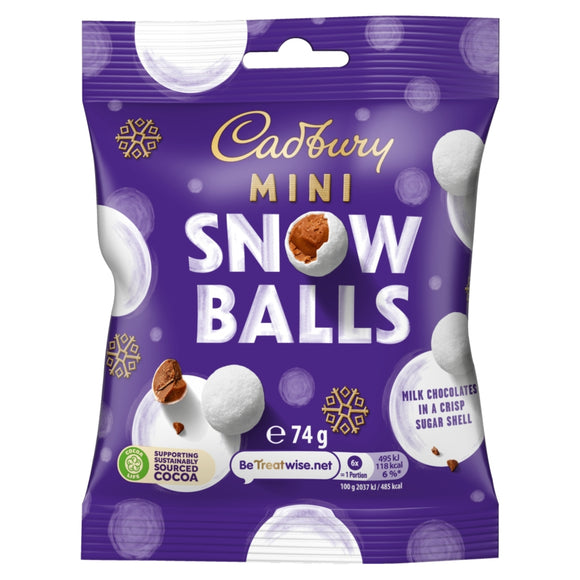Cadbury Dairy Milk Chocolate Mini Snow Balls Bag 74g