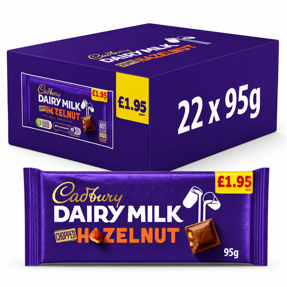 Cadbury Dairy Milk Chopped Hazelnut Chocolate Bar 95g PMP
