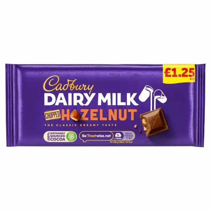 Cadbury Dairy Milk Chopped Hazelnut Chocolate Bar 95g