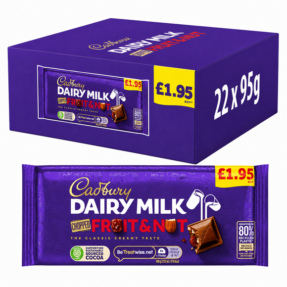 Cadbury Dairy Milk Fruit & Nut Chopped Chocolate Bar 95g PMP