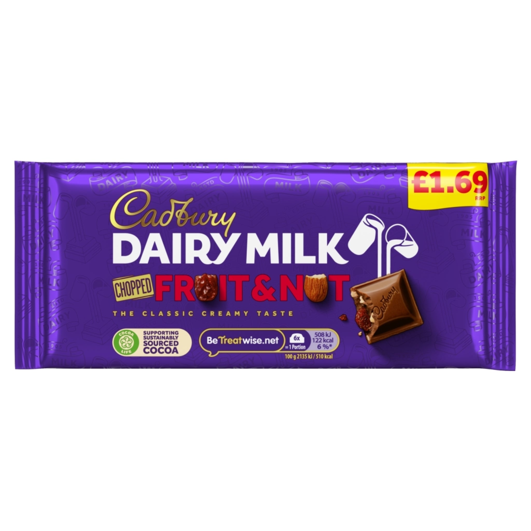 Cadbury Dairy Milk Fruit & Nut Chopped Chocolate Bar 95g