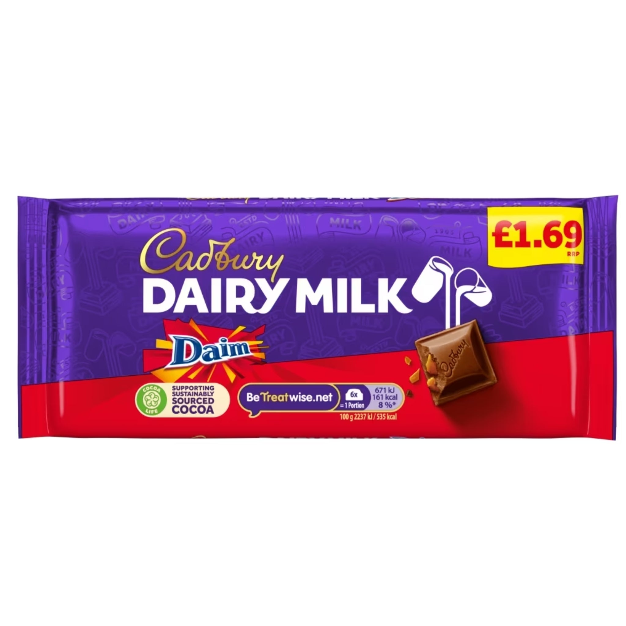 Cadbury Dairy Milk With Daim Chocolate Bar 120g