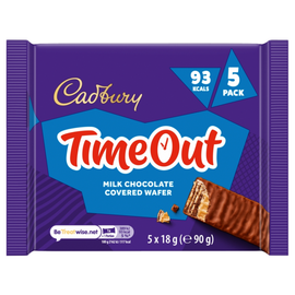 Cadbury Time Out Wafer Chocolate Bar 5 Pack 90g