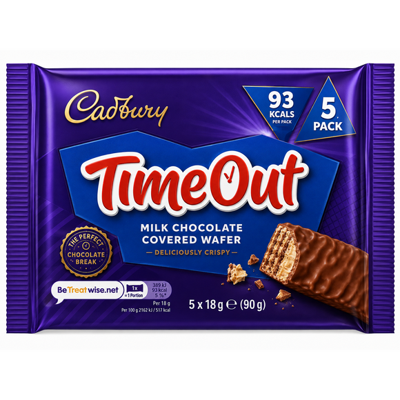 Cadbury Time Out Wafer Chocolate Bar 5 Pack 90g