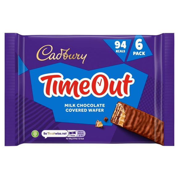 Cadbury Time Out Wafer Chocolate Bar 6 Pack 108g