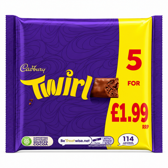 Cadbury Twirl Chocolate Bar 5 Pack 107.5g PMP
