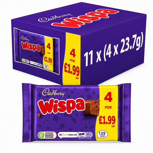 Cadbury Wispa Chocolate Bar 4 Pack 94.8g PMP
