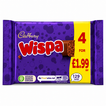 Cadbury Wispa Chocolate Bar 4 Pack 94.8g PMP