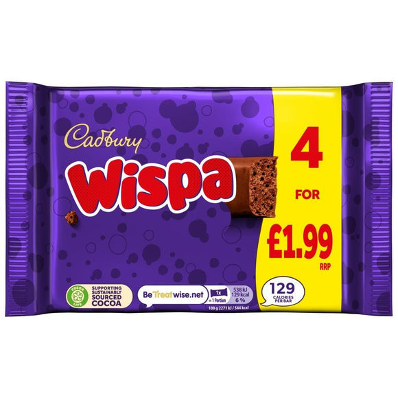 Cadbury Wispa Chocolate Bar 4 Pack 94.8g PMP