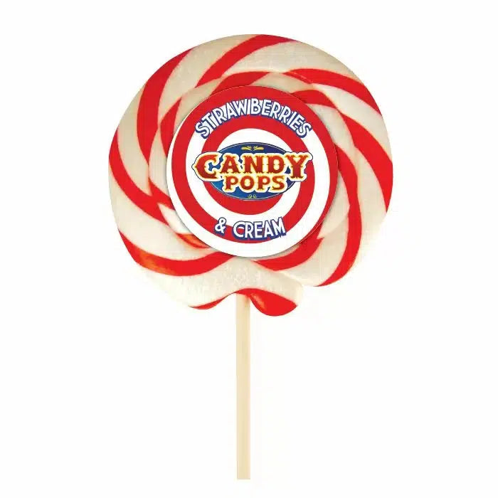 Candy Pops Strawberry & Cream Wheel Lollies 75g