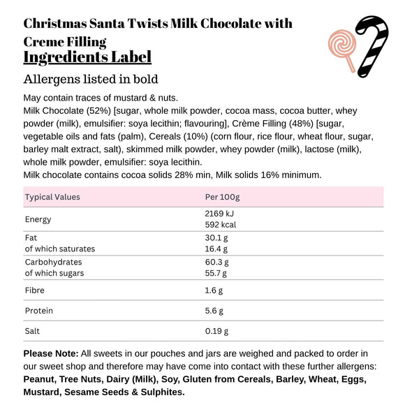 Christmas Santa Twists Milk Chocolate with Creme Filling