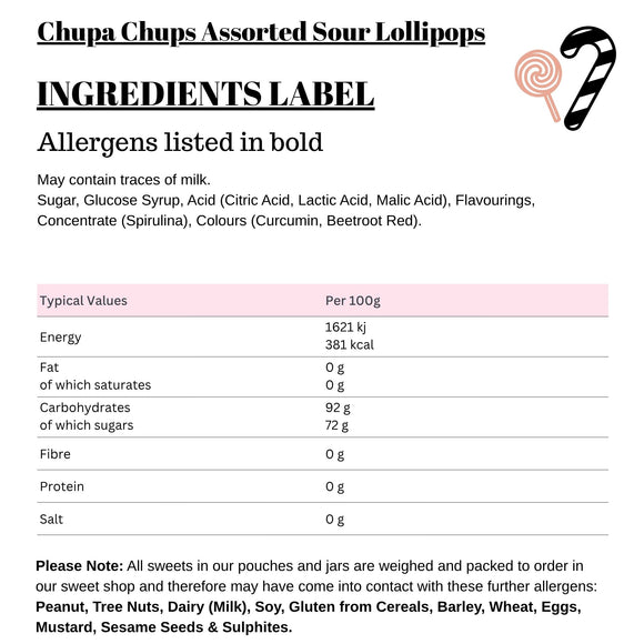 Chupa Chups Assorted Sour Lollipops