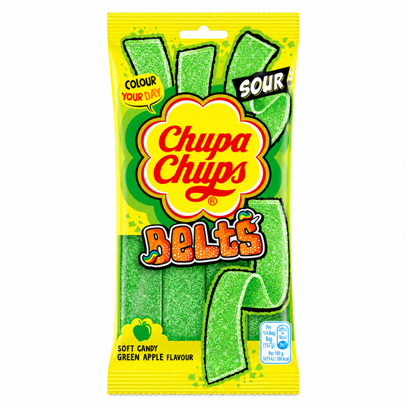 Chupa Chups Sour Apple Belts Pack 90g