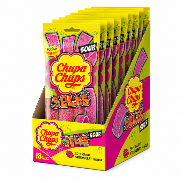 Chupa Chups Sour Strawberry Belts Pack 90g