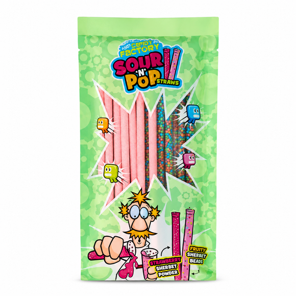 Crazy Candy Factory Sour n Pop Straws 80g