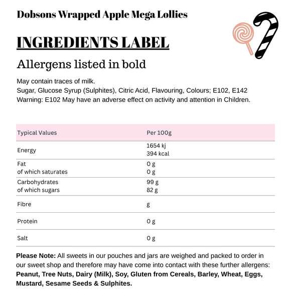 Dobsons Wrapped Apple Mega Lollies