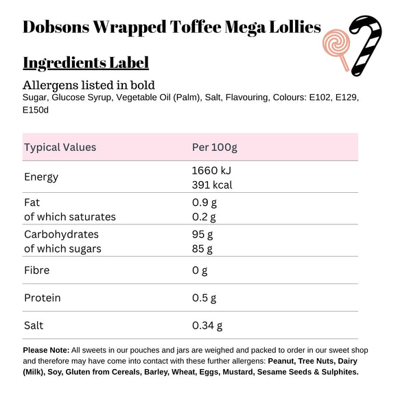 Dobsons Wrapped Toffee Mega Lollies