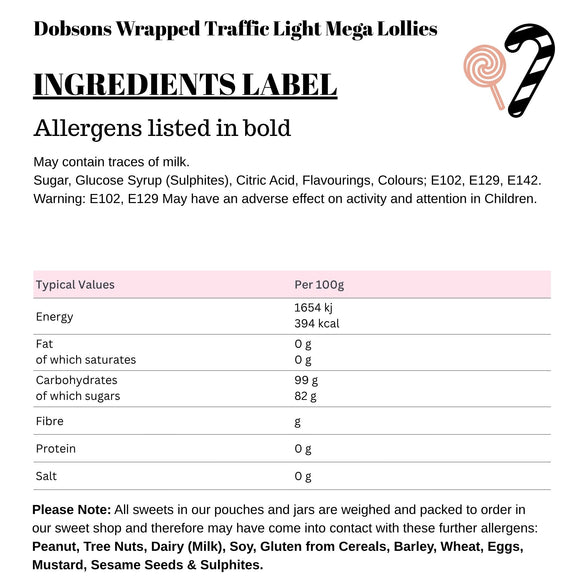 Dobsons Wrapped Traffic Light Mega Lollies