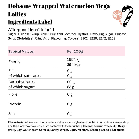 Dobsons Wrapped Watermelon Mega Lollies