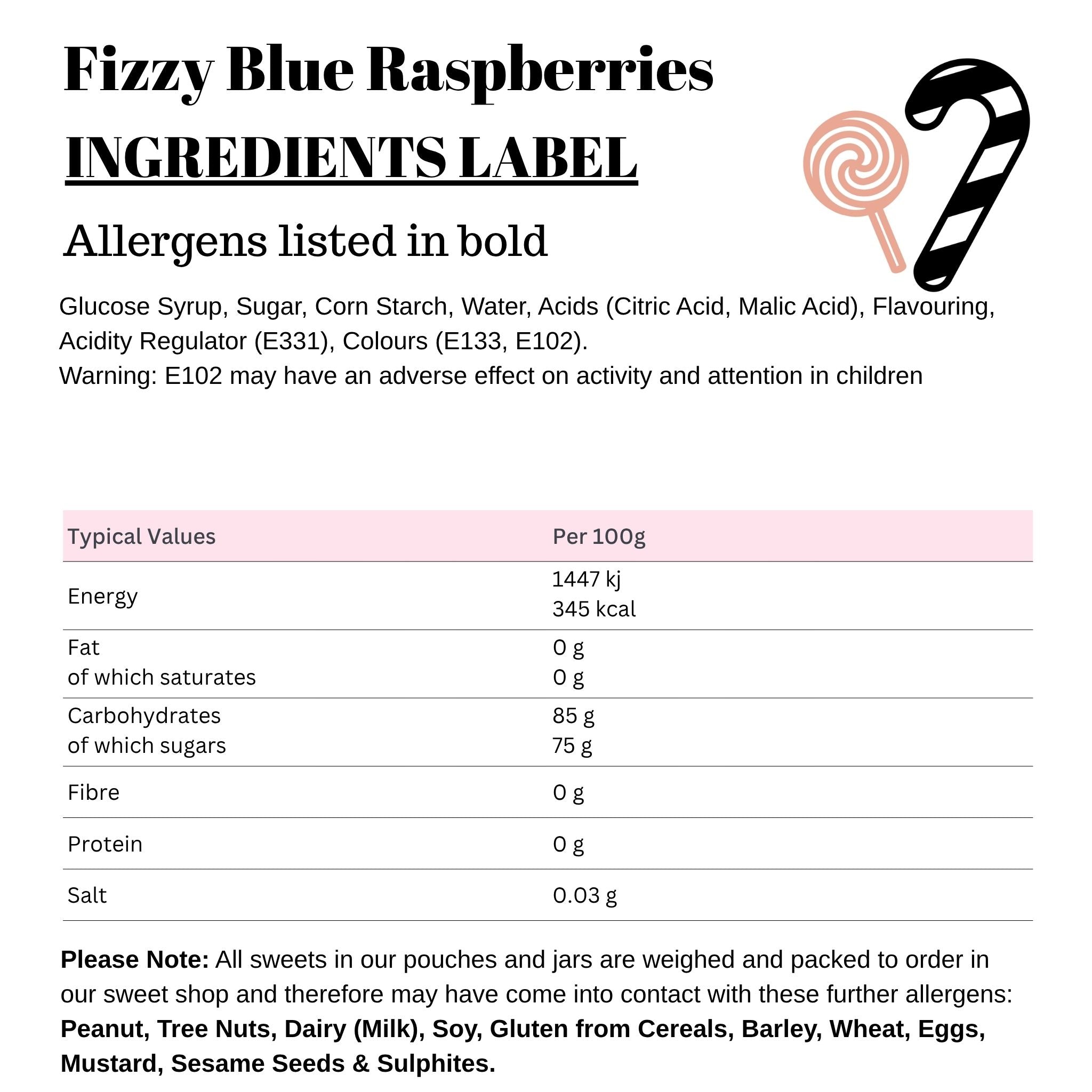 Fizzy Blue Raspberries – Giant Bradley's Online Sweet Shop