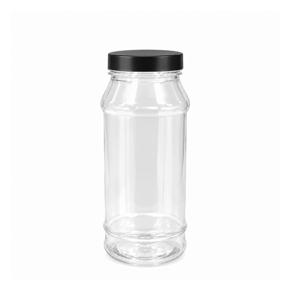 Flat Black Lid Plastic Sweet Jar 970ml (Empty)