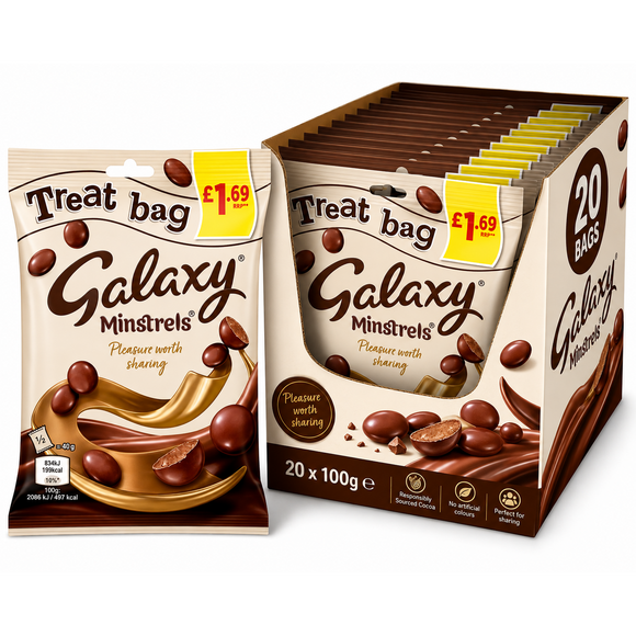 Galaxy Minstrels Chocolate Treat Bags 80g PMP