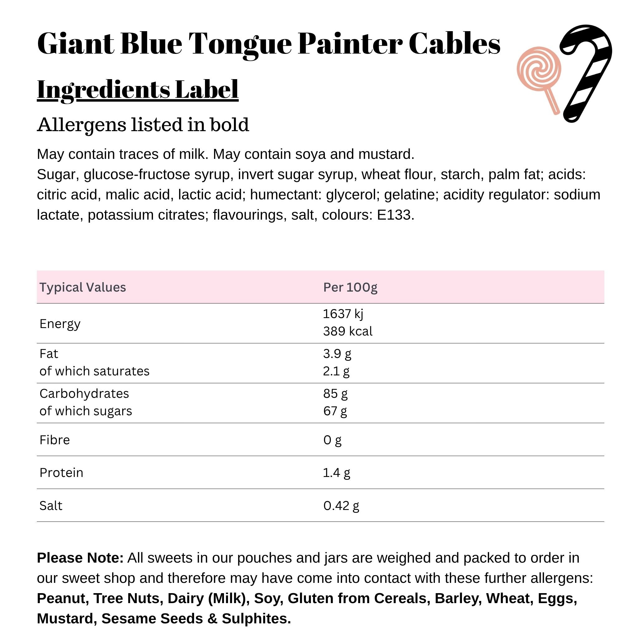 Giant Blue Tongue Painter Cables