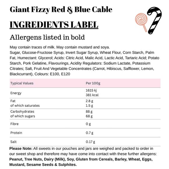 Giant Fizzy Red & Blue Cable